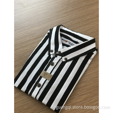 Fashion yarn dyed stripe short sleeve kids shirt